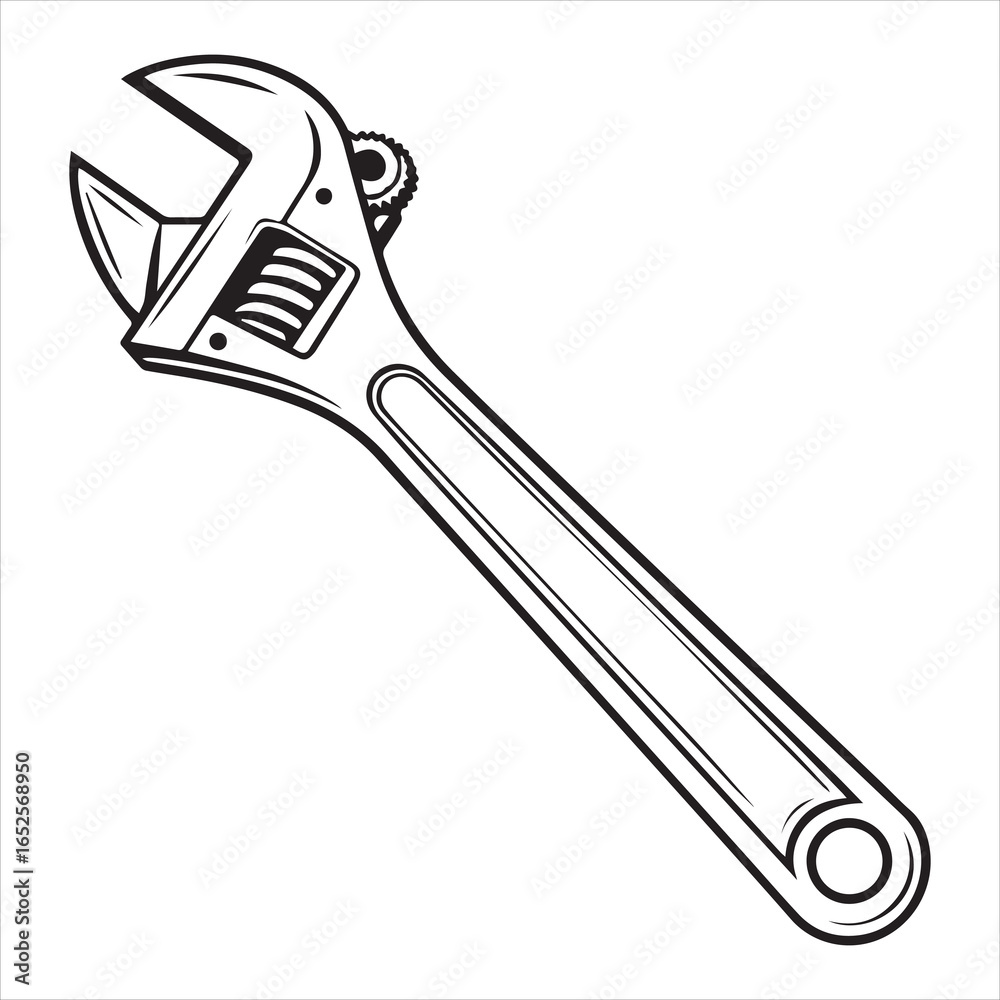Obraz premium adjustable wrench tool vector art