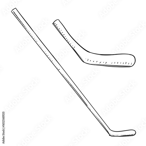 Hand drawn sketch of ice hockey stick illustration