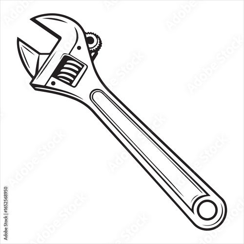 adjustable wrench tool vector art