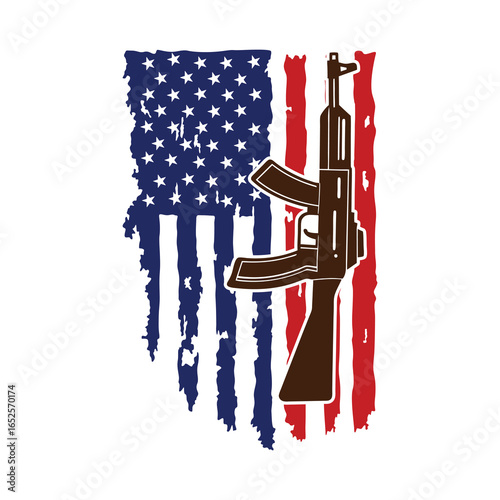 Weapon Rights Flag - United States Gun Lover Design, 2nd amendment flag, gun rights design, patriotic gun, usa flag weapon, ar15 flag, distressed american, firearm vector