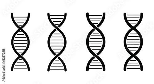 Four DNA Strand Icons Genetic Code Biology and Scientific Research Illustration
