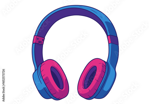 Headphones illustration, modern music accessory artwork, stylish audio gear drawing, colorful sound design, cartoon headset decor, trendy lifestyle art