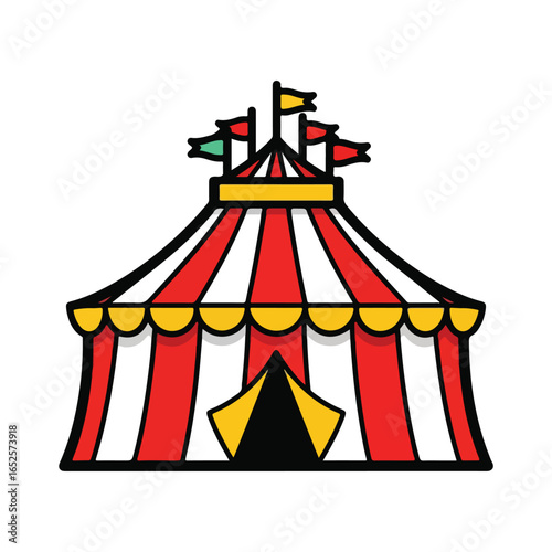 Colorful cartoon illustration of a circus tent