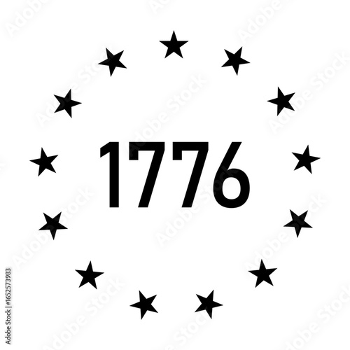 1776 Union, 13 Stars in Circle, Betsy Ross svg cut file. Isolated vector illustration.