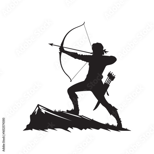 archery vector silhouette clip art logo design illustration. archery sports icon set collections.