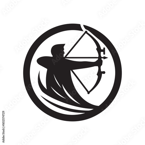 archery vector silhouette clip art logo design illustration. archery sports icon set collections.