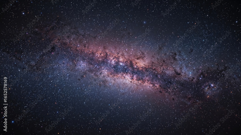 Fototapeta premium The colorful and magnificent galaxy stands out on a dark star-studded background.