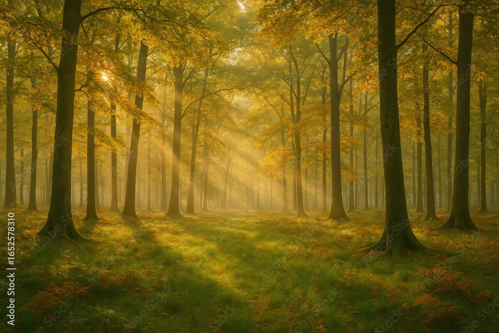 Obraz premium Dawn Breaks Over the Forest