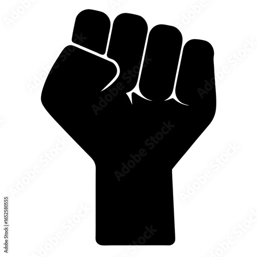 Black Power Fist Raised in Solidarity and Rebellion against Oppression