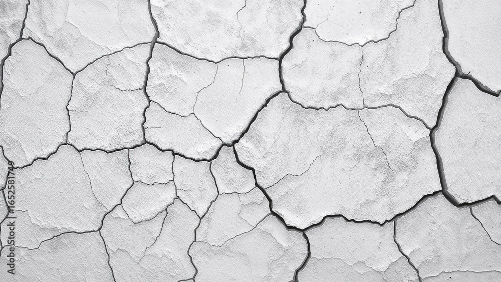 Fototapeta premium Surface texture of white paint displaying a fracture pattern, ideal for multiple uses.