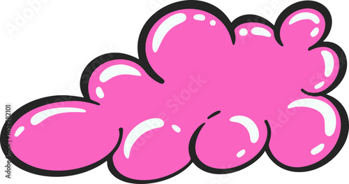 Pink soap foam with bubbles. Bath suds illustration. Abstract funky playful design element. Colorful shampoo cloud