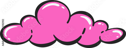 Pink soap foam with bubbles. Bath suds illustration. Abstract funky playful design element. Colorful shampoo cloud
