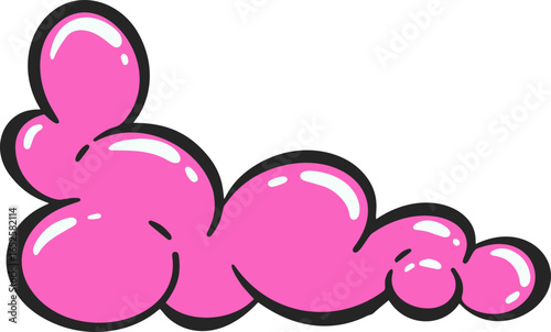 Pink soap foam with bubbles. Bath suds illustration. Abstract funky playful design element. Colorful shampoo cloud