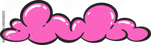 Pink soap foam with bubbles. Bath suds illustration. Abstract funky playful design element. Colorful shampoo cloud