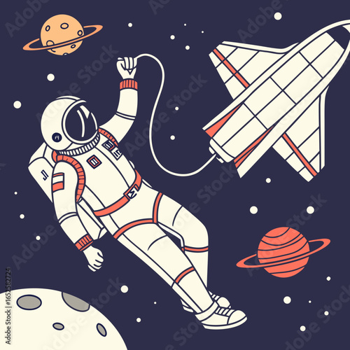 Space exploration astronaut vector illustration