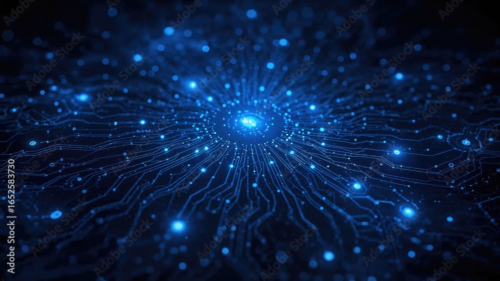 Fototapeta premium High-tech digital interface on a luminous blue background with big data