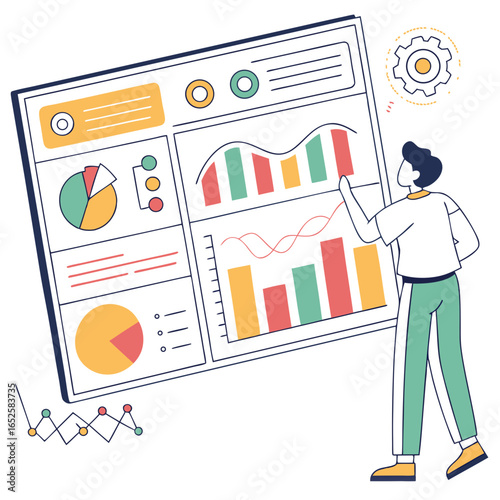 Business data analytics dashboard vector infographic
