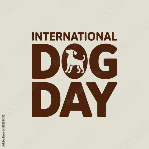 International Dog Day Celebration with Dog Silhouette and Text