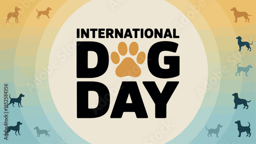 International Dog Day Celebration with Paw Print Logo