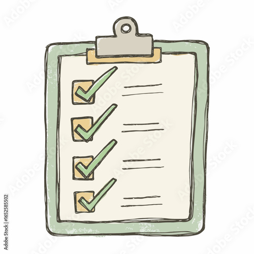 Checklist with completed tasks on a clipboard for organization