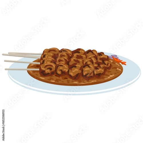 Sate Ayam Chicken Satay Illustration Vector
