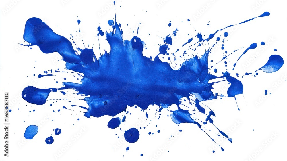 Fototapeta premium Abstract paint splatter in blue on white