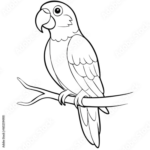 Parrot Sitting on a Branch line art