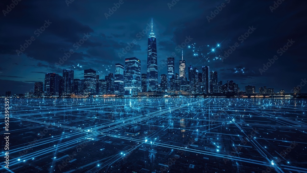 Fototapeta premium Intelligent urban area and connectivity system idea