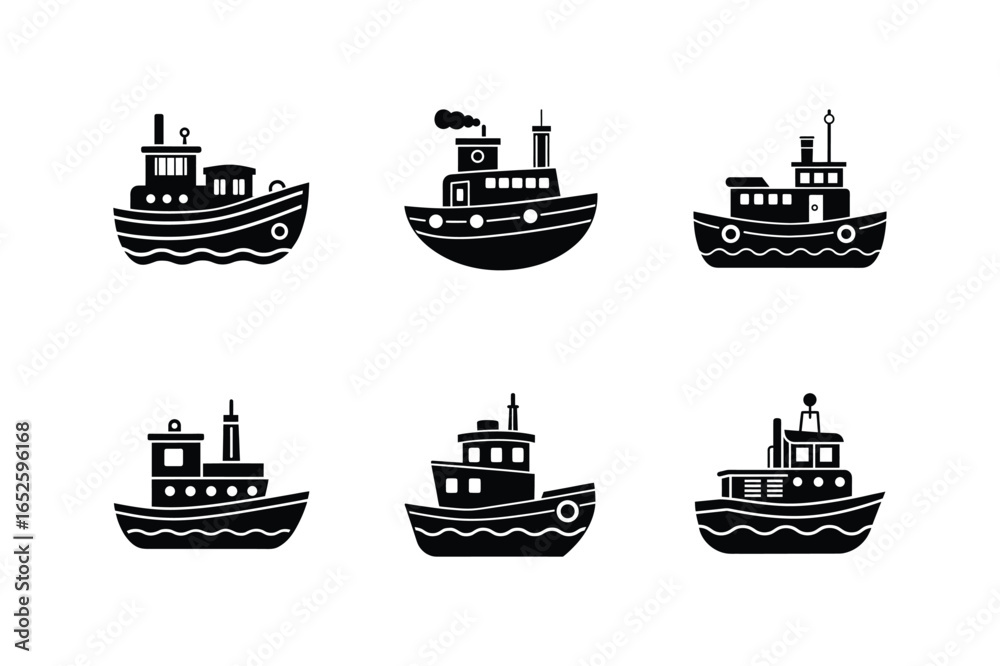 Obraz premium tugboat silhouette vector illustration