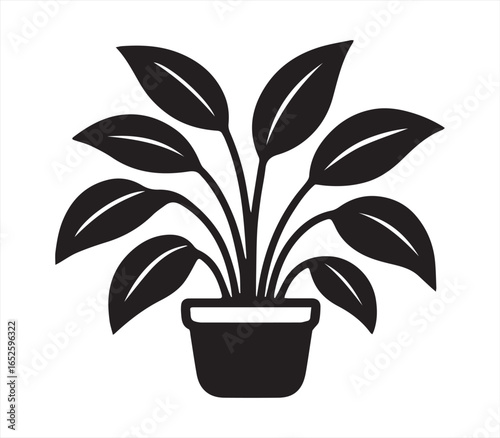 Decorative Leafy Plant in Pot Icon for Home and Office