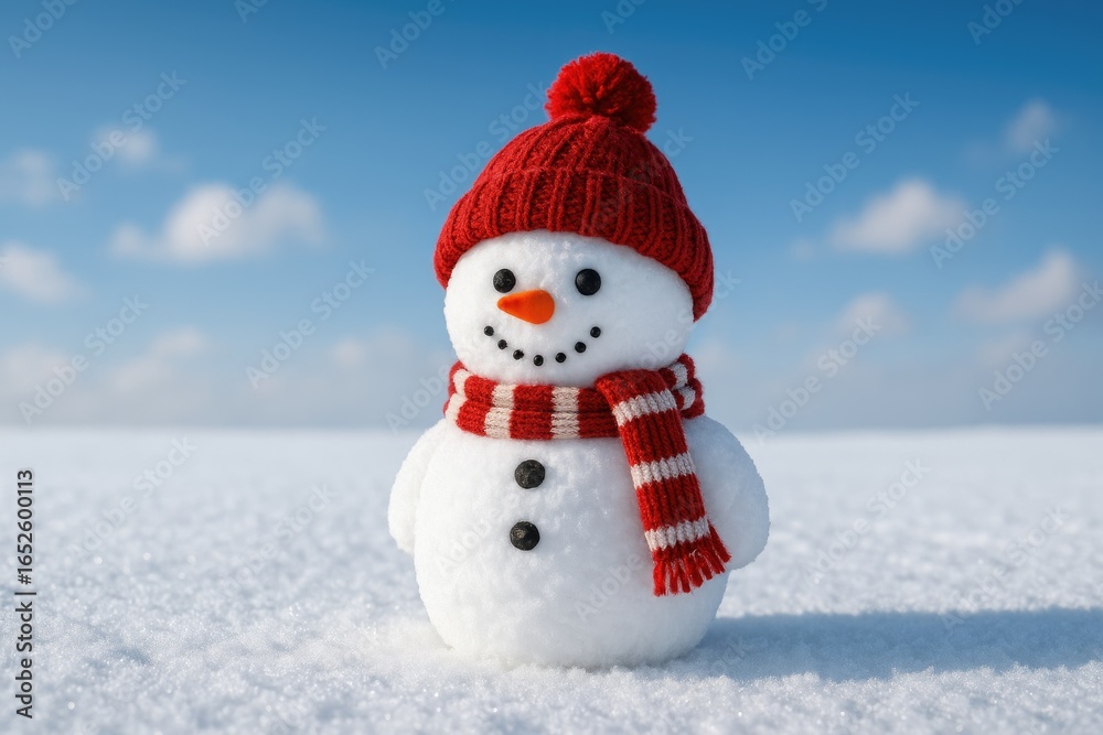 Fototapeta premium Frosty figure amidst a snow-covered scene