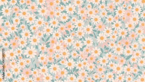 Tiny charming blossoms showcased in a continuous vector pattern.