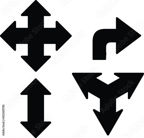 arrow icon, 4 direction, 3 direction, 2 direction and turn