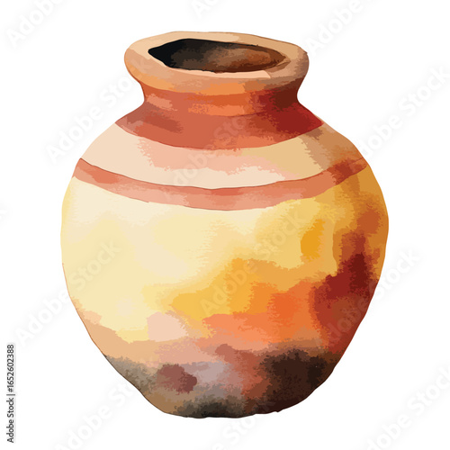 HandPainted Terracotta Jar with Warm Hues