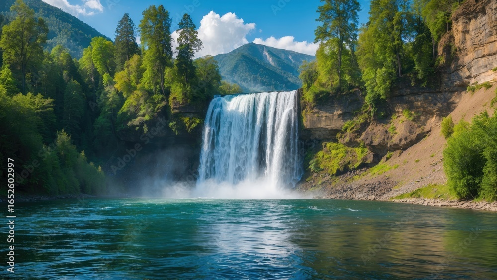 Fototapeta premium Explore the majestic Sipiso-piso Waterfall cascade