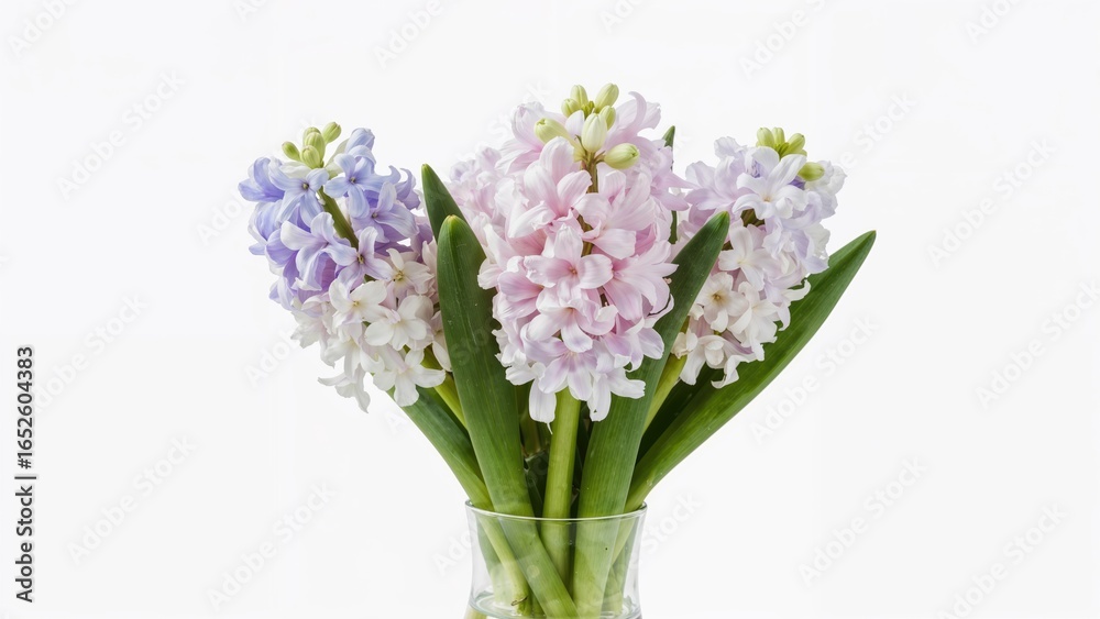 Obraz premium Hyacinths blossoming in a transparent vase during spring