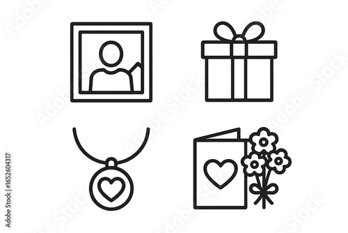 Outline Icon Set of 4 Skin Cell Types Vector Illustration — Keratinocyte, Melanocyte, Langerhans Cell, Merkel Cell, Fibroblast, Transparent Background