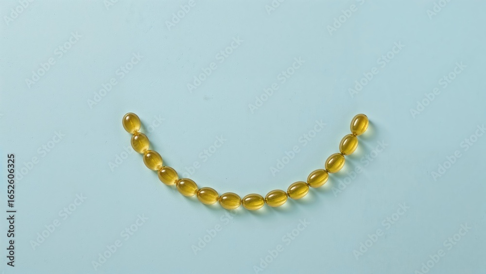 Naklejka premium Happy Face Created Using Fish Oil Capsules