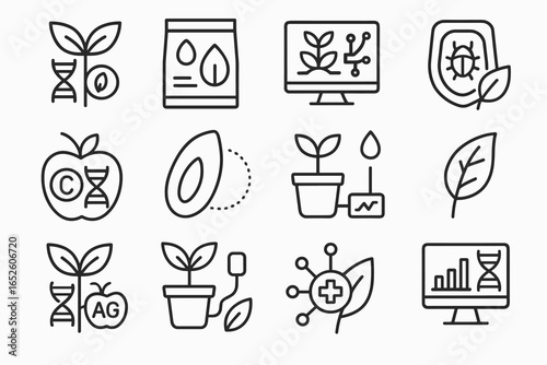 Algorithm node icon vector plant genetic disease germination crop pack icons bioengineered