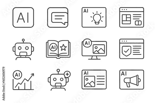 Icons brand branding generator intelligence ai icon content template vector layout design