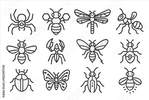 Insect holographic icons icon vector robotic cutting sting spider sensor eyes firefly