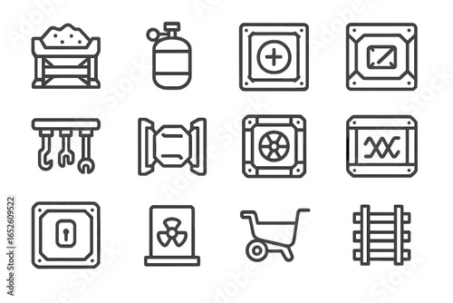 Cart sealed vector rack magnetic box transport storage cell icons icon drone
