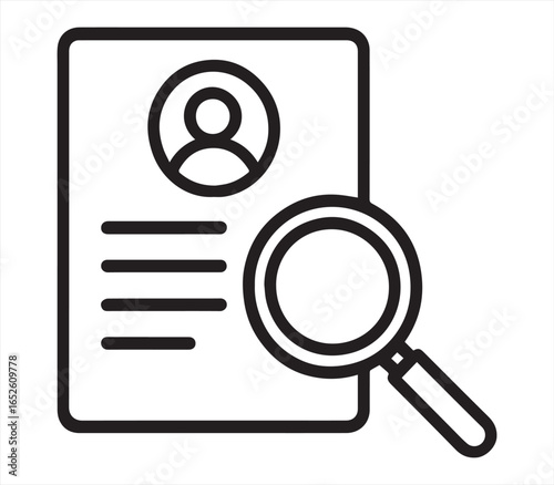 Magnifying Glass Over Resume File Icon – Candidate Selection Vector