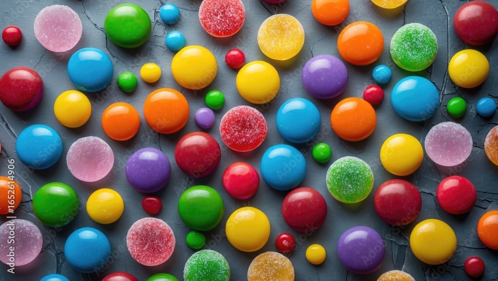 Fototapeta premium Bright confections set against a textured backdrop