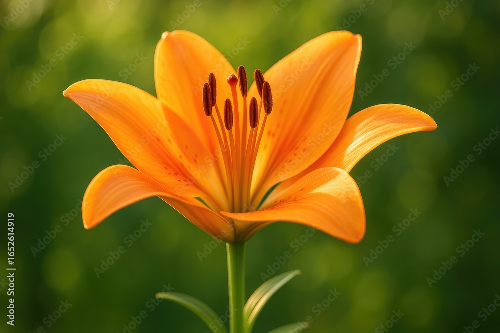 Obraz premium Macro shot of a bright orange lily flower