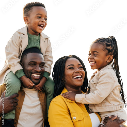Happy african american family together isolated on transparent background