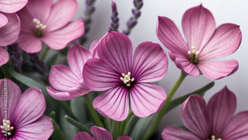 Fototapeta premium Close-up shot of vibrant pink and mauve primula polyanna flowers