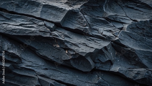 Detailed view of a dark, rocky terrain surface