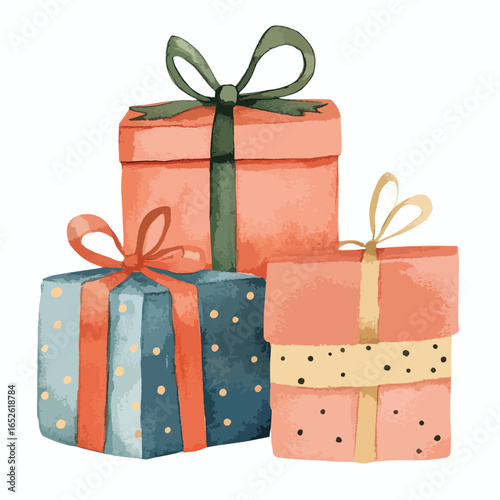 Stacked Gift Boxes with Vibrant Watercolor Design