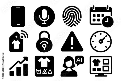 Wardrobe icons icon usage inventory remote schedule digital app mobile tech vector